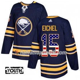 Lasten NHL Buffalo Sabres Pelipaita Jack Eichel 15 Adidas 2017-2018 MarineSininen USA Flag Fashion Authentic